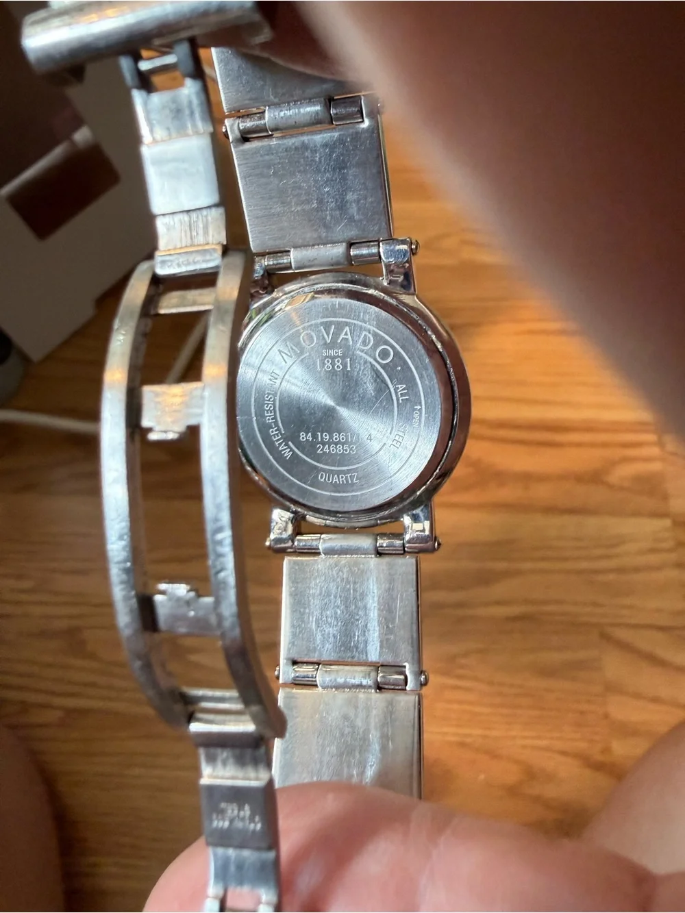 Movado Silver Museum Watch with Gold Hands and Dot/Needs battery, untested